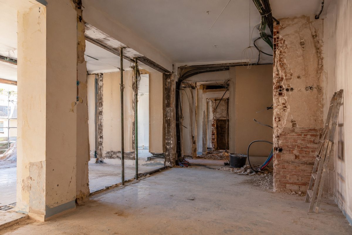 Interior antes de la reforma — obra en proceso